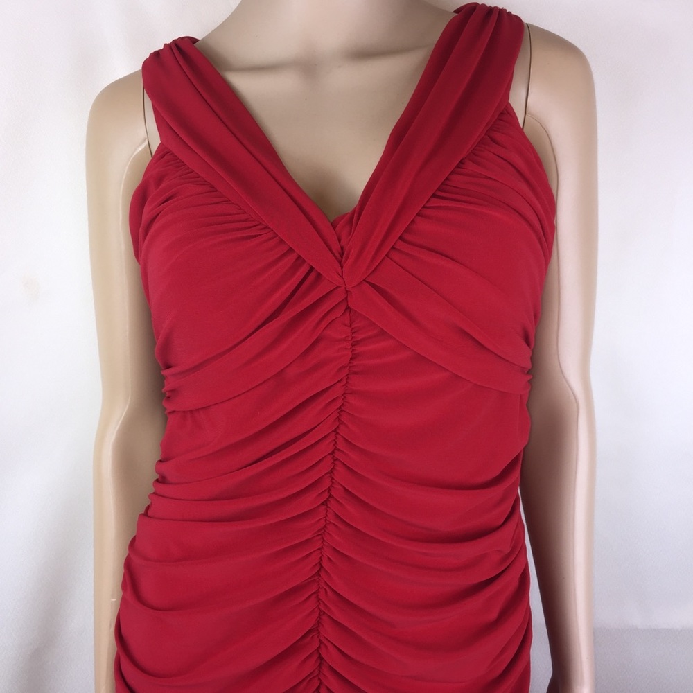 Joseph Ribkoff Red Sleeveless Ruched Dress - Picture 3 of 6